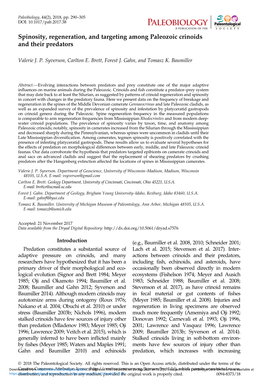 Spinosity, Regeneration, and Targeting Among Paleozoic Crinoids and Their Predators