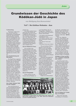 Grundwissen Der Geschichte Des Kōdōkan-Jūdō in Japan