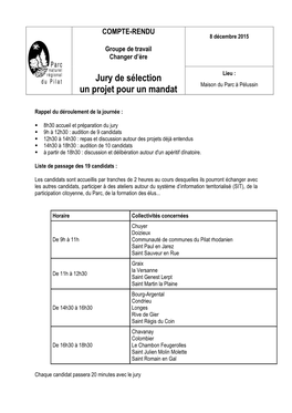 Jury De Sélection Un Projet Pour Un Mandat