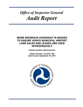 More Rigorous Oversight Is Needed to Ensure Venice Municipal Airport Land Sales and Leases Are Used Appropriately