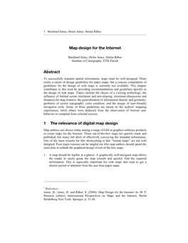 Map Design for the Internet 1 Bernhard Jenny, Helen Jenny, Stefan Räber Institute of Cartography, ETH Zurich