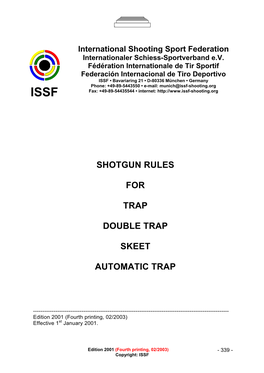 Shotgun Rules for Trap Double Trap Skeet