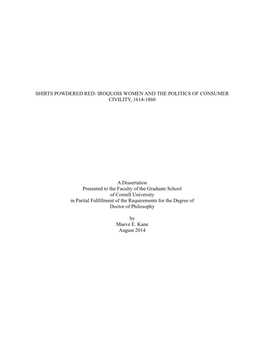 Iroquois Women and the Politics of Consumer Civility, 1614-1860