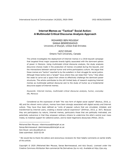 “Tactical” Social Action: a Multimodal Critical Discourse Analysis Approach