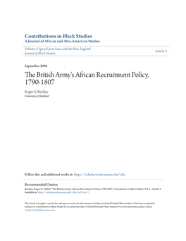 The British Army's African Recruitment Policy, 1790-1807