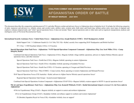 Afghanistan Order of Battle by Wesley Morgan July 2014