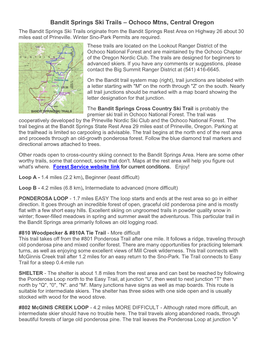 Bandit Springs Ski Trails – Ochoco Mtns, Central Oregon