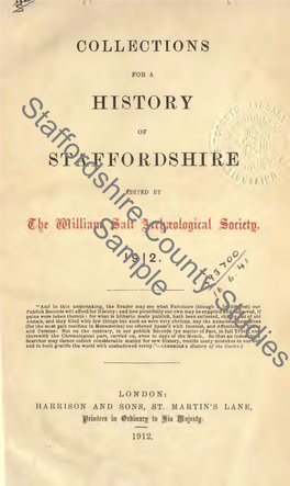 Collections for a History of Staffordshire, 1912