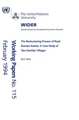 The Restructuring Process of Rural Russian Karelia: a Case Study of Two Karelian Villages