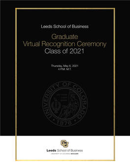 Graduate Virtual Recognition Ceremony Class of 2021