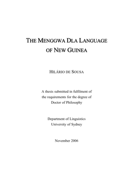 The Menggwa Dla Language of New Guinea