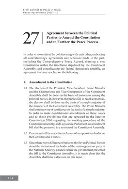 Agreement Between the Political Parties to Amend the Constitution and to Further the Peace Process