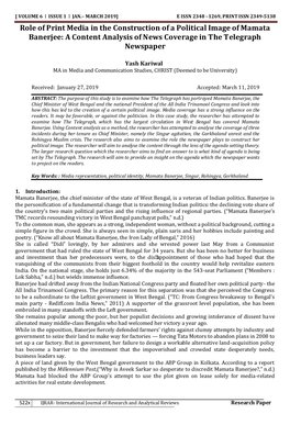 Role of Print Media in the Construction of a Political Image of Mamata Banerjee: a Content Analysis of News Coverage in the Telegraph Newspaper