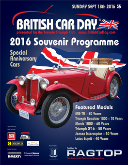 2016 Souvenir Programme Special Anniversary Cars