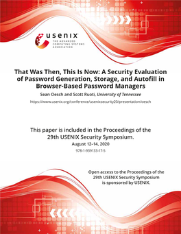 A Security Evaluation of Password Generation, Storage, and Autofill In