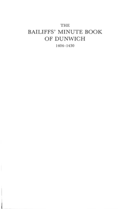 The Bailiffs' Minute Book of Dunwich 1404-1430 Suffolk Records Society