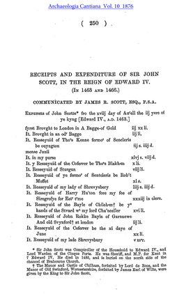 Sir John Scott's Accounts of His Receipts and Expenditure During