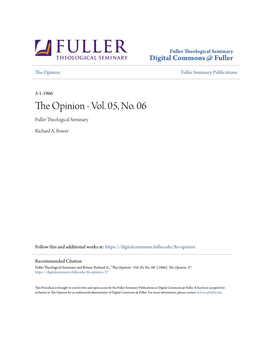 The Opinion Fuller Seminary Publications