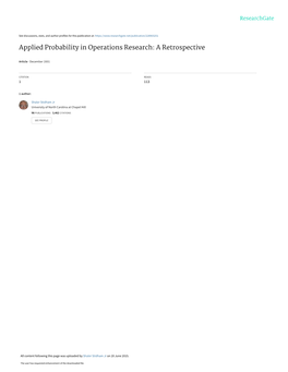 Applied Probability in Operations Research: a Retrospective