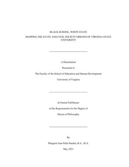 Black School, White State Mapping the State and Civil Society Origins of Virginia State University