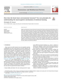 How Does the Brain Learn Environmental Structure? Ten Core Principles for Understanding the Neurocognitive Mechanisms of Statistical Learning T