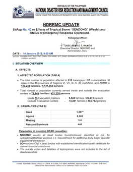 NDRRMC Update Sitrep No 40 Re Effects of TS SENDONG