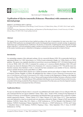 Typification of Glycine Tomentella (Fabaceae: Phaseoleae) with Comments on Its Internal Groups