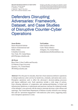 Defenders Disrupting Adversaries: Framework, Dataset, and Case Studies of Disruptive Counter-Cyber Operations