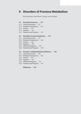 9 Disorders of Fructose Metabolism