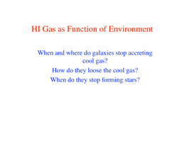 HI Gas As Function of Environment