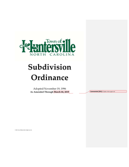 Subdivision Ordinance