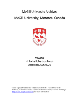 Mcgill University Archives Mcgill University, Montreal Canada