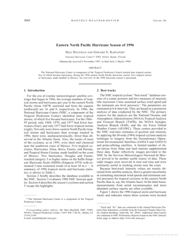 Eastern North Pacific Hurricane Season of 1996