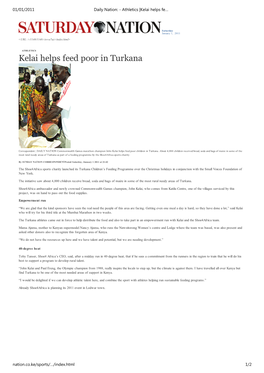 Daily Nation:\240- Athletics\240|Kelai Helps Feed Poor in Turkana