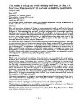 The Buried Binding and Dead I Binding Problems of Lisp 1.5: Sources of Incomparability in Garbage Collector Measurements Henry G