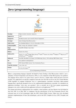 Java (Programming Language) 1 Java (Programming Language)