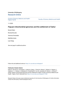 Papuan Mitochondrial Genomes and the Settlement of Sahul