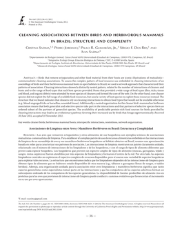 Cleaning Associations Between Birds and Herbivorous Mammals in Brazil: Structure and Complexity