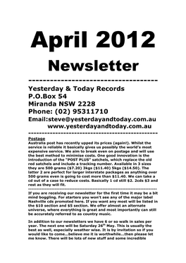 Newsletter April 2012