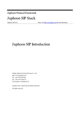 Juphoon SIP Stack Juphoon SIP Introduction