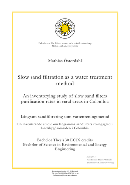 Slow Sand Filtration As a Water Treatment Method