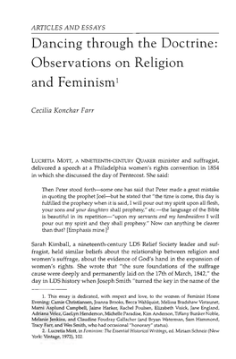 Dancing Through the Doctrine: Observations on Religion and Feminism1
