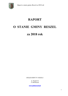 Raport O Stanie Gminy Reszel Za 2018 Rok