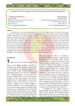 Strategies for the Development of Tourism in Karnataka: Problems and Suggestions