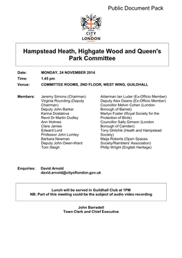 (Public Pack)Agenda Document for Hampstead Heath, Highgate Wood