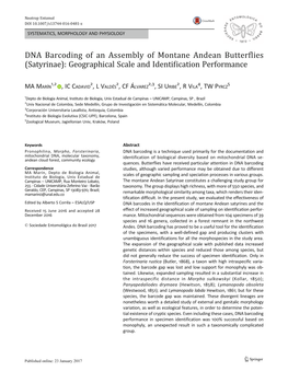 DNA Barcoding of an Assembly of Montane Andean Butterflies (Satyrinae): Geographical Scale and Identification Performance