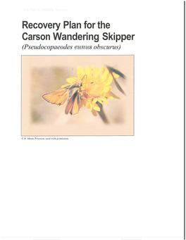 Final Recovery Plan for the Carson Wandering Skipper