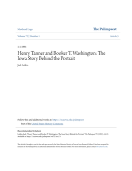 Henry Tanner and Booker T. Washington: the Iowa Story Behind the Portrait Jack Lufkin