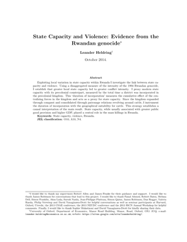 State Capacity and Violence: Evidence from the Rwandan Genocide∗