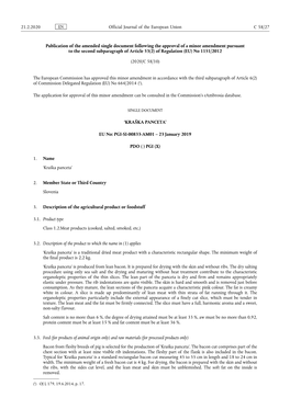 Publication of the Amended Single Document Following the Approval Of